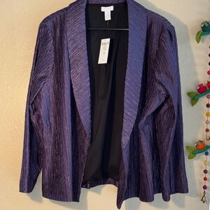 NWT CHICO’S deep, purple, herringbone, pleated metallic, looking shine, shimmer